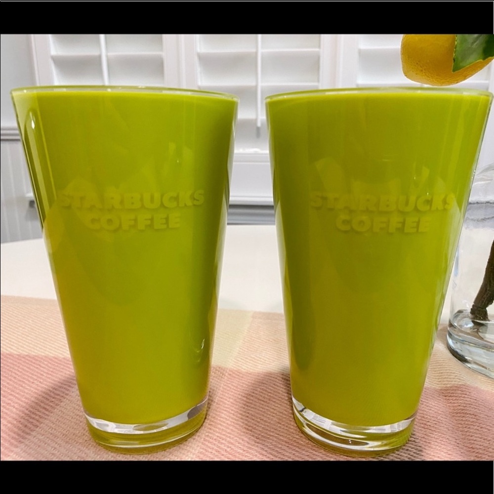 RARE Starbucks Acrylic Tumbler Cups Set of 2 Green - Picture 2 of 7